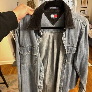 Vintage Tommy Hilfiger Denim Button down with suede collar